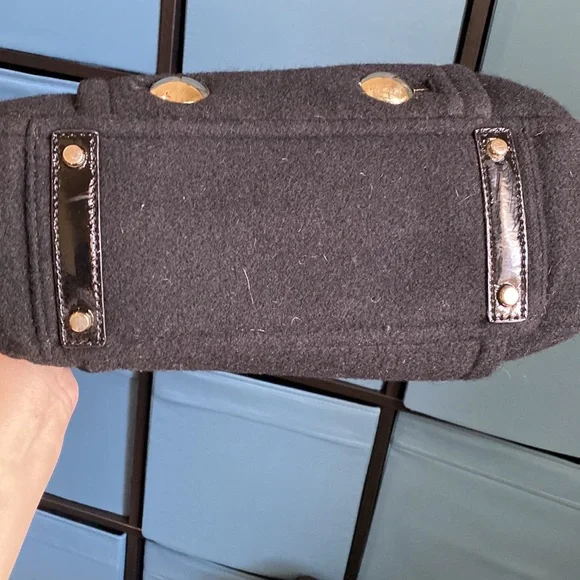 Kate Spade Womens Black Wool Bag Tote Satchel Handbag - Picture 8 of 8